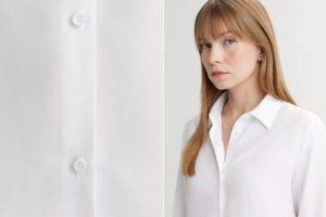 kobieta w białej koszuli