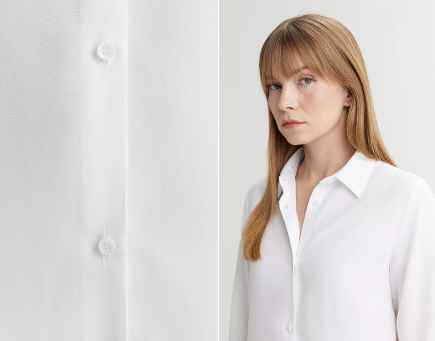 kobieta w białej koszuli